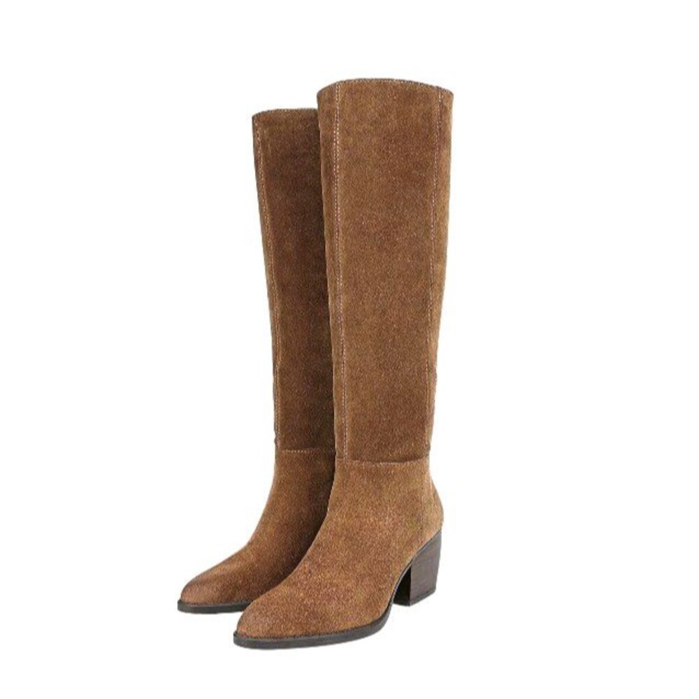 Naturalizer Suede Boots Fae Knee High Tall Boho Western 7.5 Leather Brown Heel